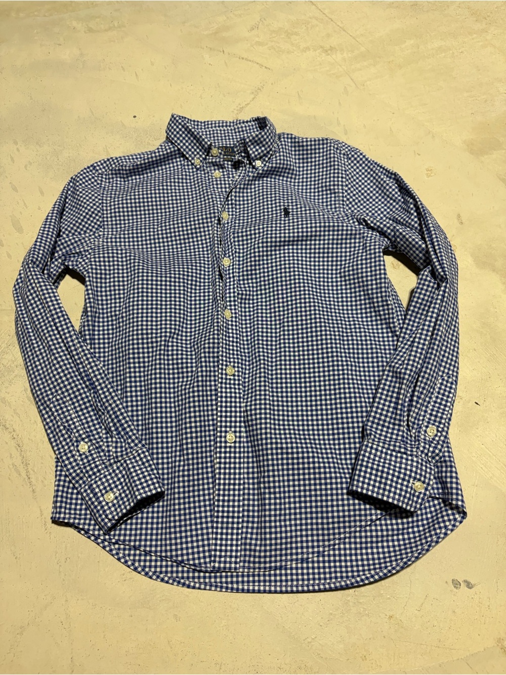 Polo Ralph Lauren Blue Gingham Button-Down Shirt large 14-16